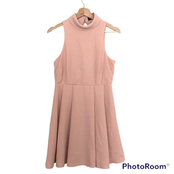 Lulus Blush Pink Fit and Flare Mini Dress | Choker Collar | Open Back - Picture 2 of 16
